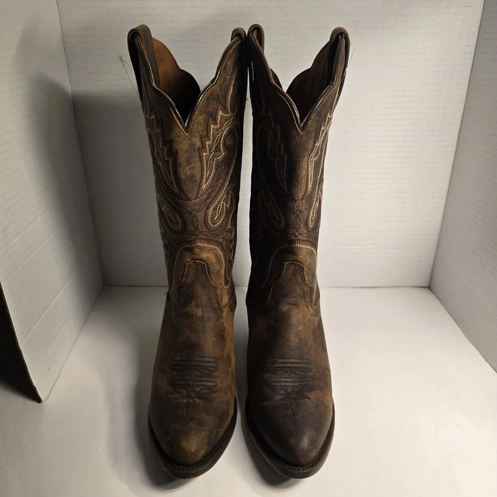 Dan Post Womens Leather Western Cowboy Boots Brown Distressed Size 6.5 M - Picture 1 of 8